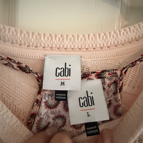 CAbi Light Pink Knit Top with Floral Detail and a Cabi Tank layer included! - Picture 2 of 3